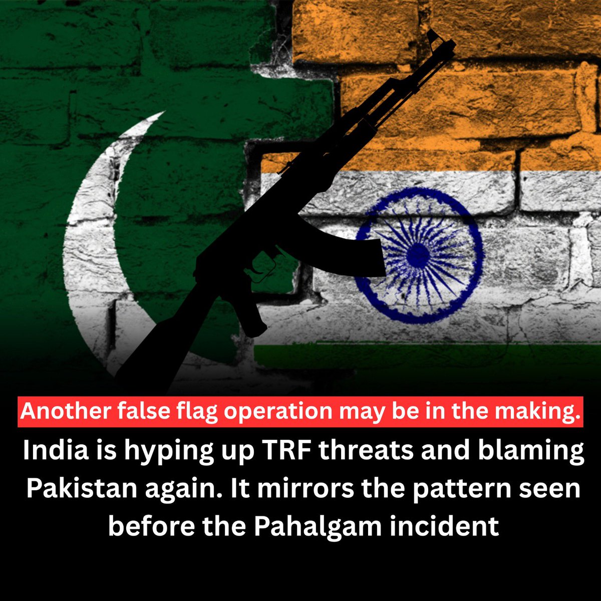 scrollpk's tweet image. Repeat the narrative, repeat the outcome.
TRF threats, Pakistan blamed same pattern as before #Pahalgam.
⚠️ Could this be a setup for another false flag?
#FalseFlagAlert #SouthAsia #IndiaPakistan #KashmirConflict