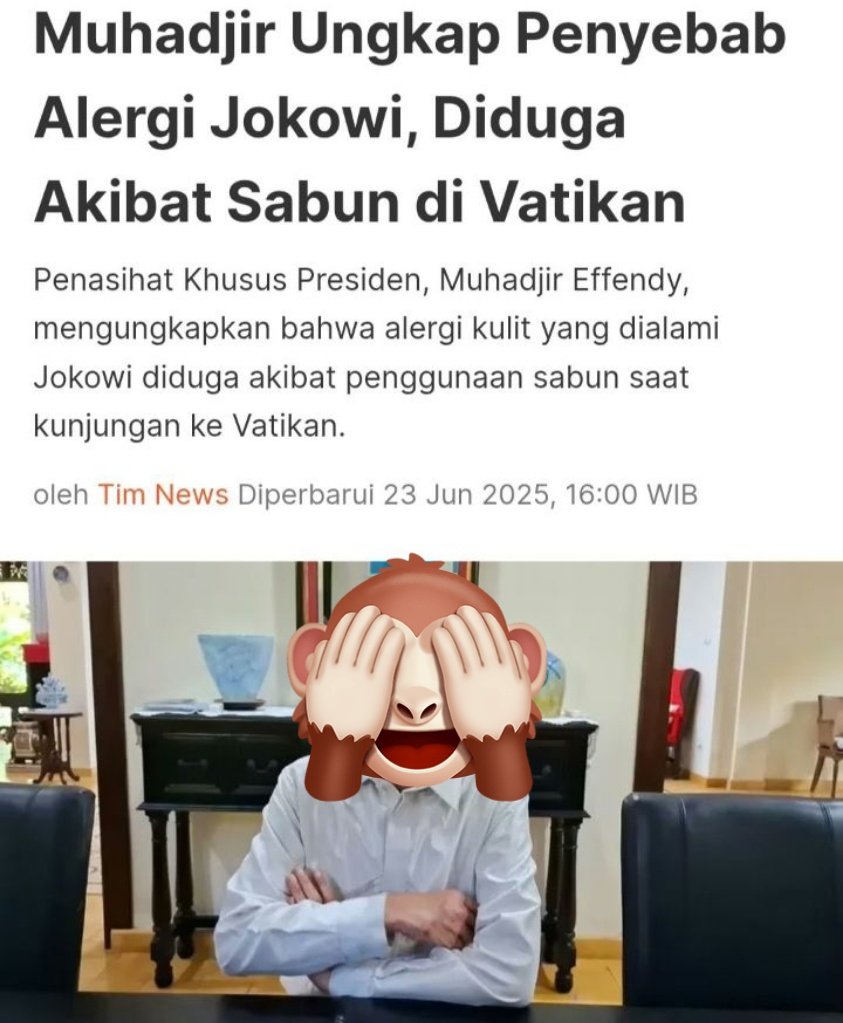 Ohhh Gara-gara Sabun🤔

Muhadjir Ungkap Penyebab Alergi Jokowi, Diduga Akibat Sabun di Vatikan

Kabar mengenai kondisi kesehatan Presiden Joko Widodo (Jokowi) menjadi sorotan publik setelah muncul informasi tentang alergi kulit yang dialaminya. Alergi ini menyebabkan peradangan,