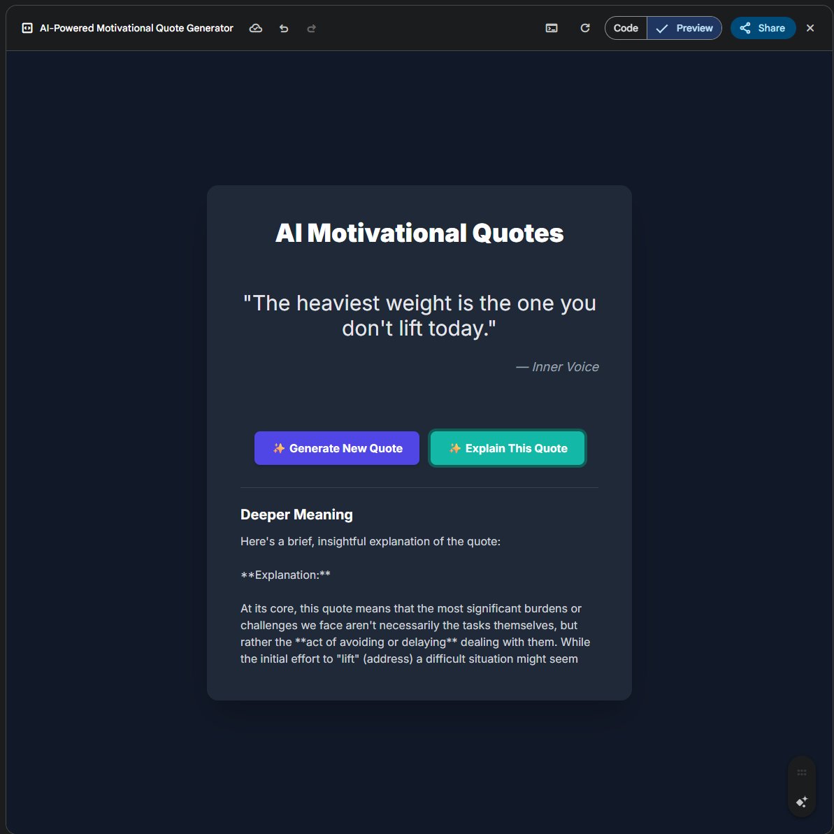 phill__1's tweet image. Wait you can now integrate the Gemini api directly into the canvas by pressing this button?! gemini changed my example to generate new quotes using 2.0 Flash directly in the canvas using an api key provided by the gemini app! This opens so many new cool ideas!