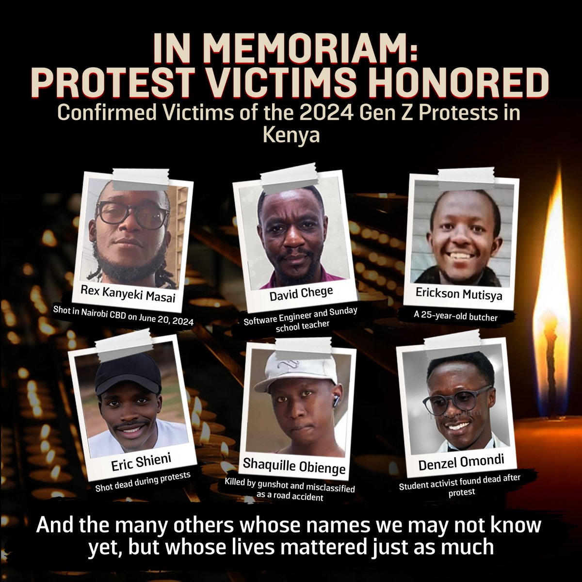 On this anniversary of the Gen Z protests in Kenya, we honour all who stood up, and those still standing, for justice, truth and accountability. Named or unnamed, their voices and struggles echoed a generation’s courage and their impact remain deeply felt and never forgotten.