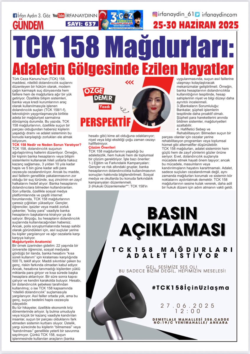 Yeni yazım 3. Göz Gazetesi’nde okurlarıyla buluştu. 

TCK 158 mağdurlarının yaşadığı adaletsizlik, hem hukuki hem de toplumsal bir çözüm gerektiriyor!

<a href="/adalet_bakanlik/">T.C. Adalet Bakanlığı</a> <a href="/yilmaztunc/">Yılmaz TUNÇ</a> <a href="/tc_cimer/">Cimer</a> <a href="/barolar/">Türkiye Barolar Birliği</a> <a href="/TC_icisleri/">T.C. İçişleri Bakanlığı</a> 
<a href="/Akparti/">AK Parti</a> <a href="/MHP_Bilgi/">MHP</a> <a href="/herkesicinCHP/">CHP 🇹🇷</a> <a href="/YeniYolTBMM/">Yeni Yol TBMM Grubu</a> <a href="/devapartisi/">DEVA Partisi</a>