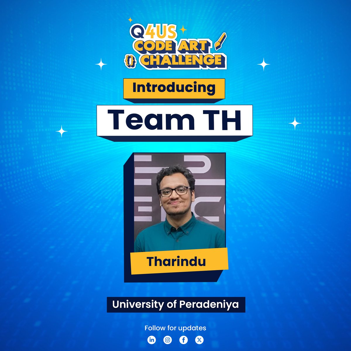 Q4USdev's tweet photo. What is important is to try. Though I am not great at Math, I believe I will be able to use my creativity to shine.”

-Team TH, University of Peradeniya

#q4uscodeartchallenge #qgenius https://t.co/Swv5dd6d19