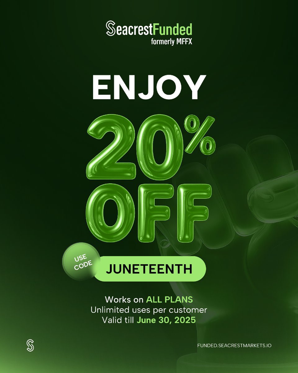 B.U.M.O.J.J.A (@bumojja_benjie) on Twitter photo Upcoming Giveaway Alert 🚨🚨🔔
In the meantime…
Use JUNETEENTH for 20% OFF on ALL PLANS
Unlimited use per customer
Valid until June 30, 2025
Already running? Just a little reminder to make the most of it🔥🔥🔥
Which account size would you wish to win from
<a href="/seacrestfunded_/">Seacrest Funded</a> ? Upcoming Giveaway Alert 🚨🚨🔔
In the meantime…
Use JUNETEENTH for 20% OFF on ALL PLANS
Unlimited use per customer
Valid until June 30, 2025
Already running? Just a little reminder to make the most of it🔥🔥🔥
Which account size would you wish to win from
<a href="/seacrestfunded_/">Seacrest Funded</a> ?
