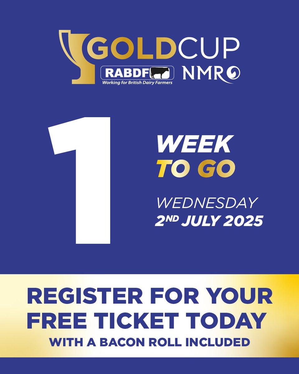 🎉 One week today until the #RABDF/#NMR Gold Cup Open Day at Harper Adams!
🐄 Can’t wait to see you there!
🎟️ Free tickets here: loom.ly/TD5N9jk
#GoldCupOpenDay #DairyFarming #FarmEvents
