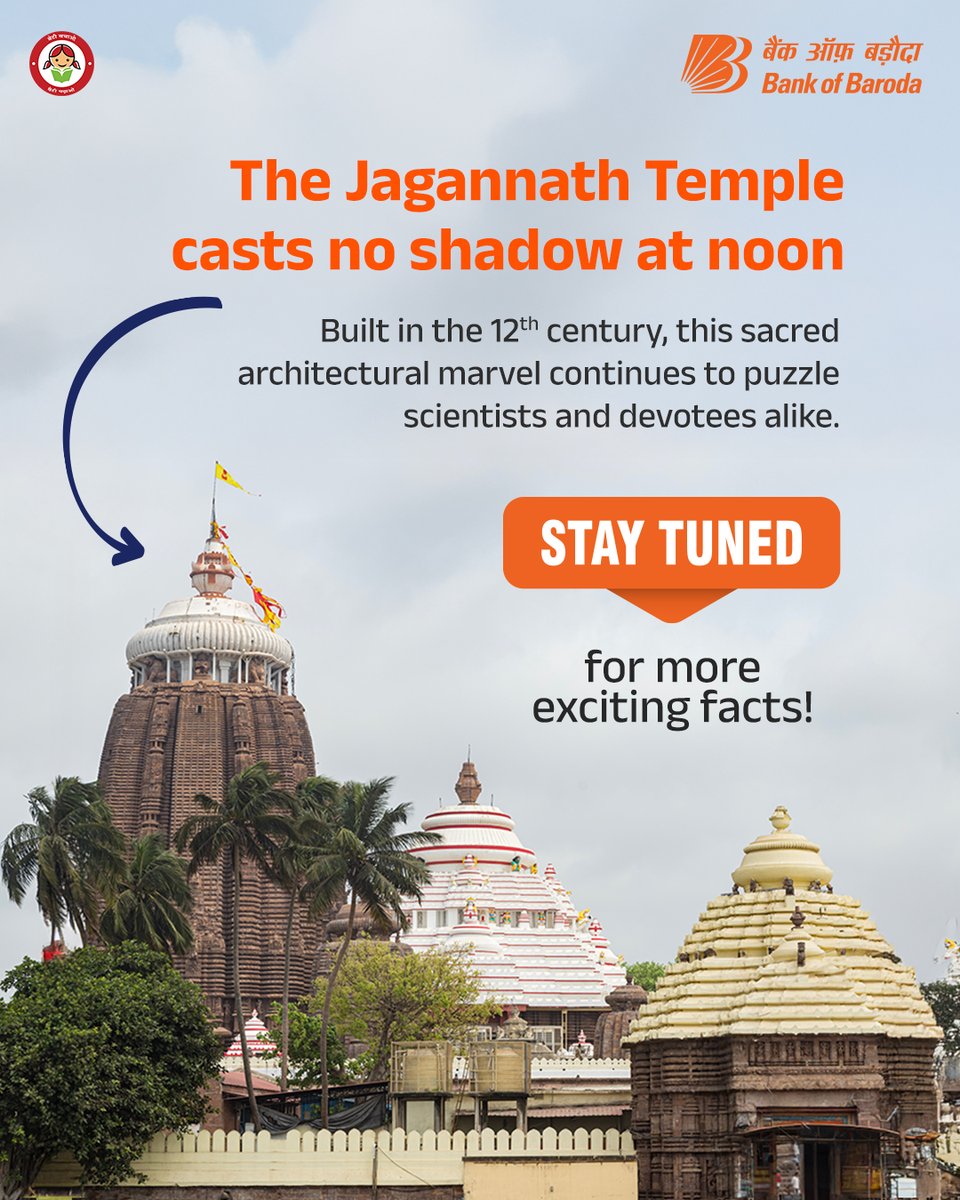 bankofbaroda's tweet photo. The Jagannath Temple: A timeless architectural marvel that continues to awe both scientists and devotees alike.

Its unique phenomena are often attributed to its architectural brilliance and strategic positioning.

#BankofBaroda #JagannathTemple #TimelessWonder https://t.co/naPLeAksYT