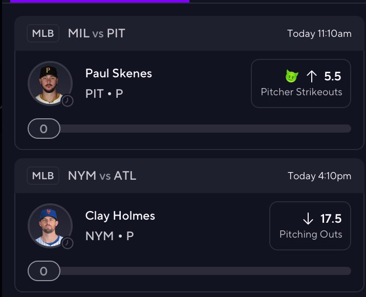 SharpFlusterex's tweet photo. MLB EARLY PLAY 

Paul Skenes O5.5ks
Clay holmes U17.5 pitching outs
For the 2x 1.5U

LIKE IF TAILING 👍 
Follow for more 
#PrizePicks #prizepicksmlb #gamblingX https://t.co/jBvfxG3858