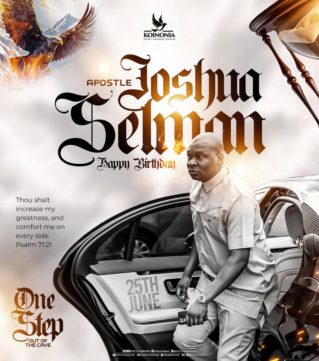 koinoniazaria's tweet photo. "BECAUSE A MAN SAID YES" — HAPPY BIRTHDAY APOSTLE JOSHUA SELMAN

"Let the elders that rule well be counted worthy of double honour, especially they who labour in the word and doctrine.” 1 Timothy 5:17 (KJV)

Because a man said yes, millions found language for their destinies. https://t.co/A32aW53ft6