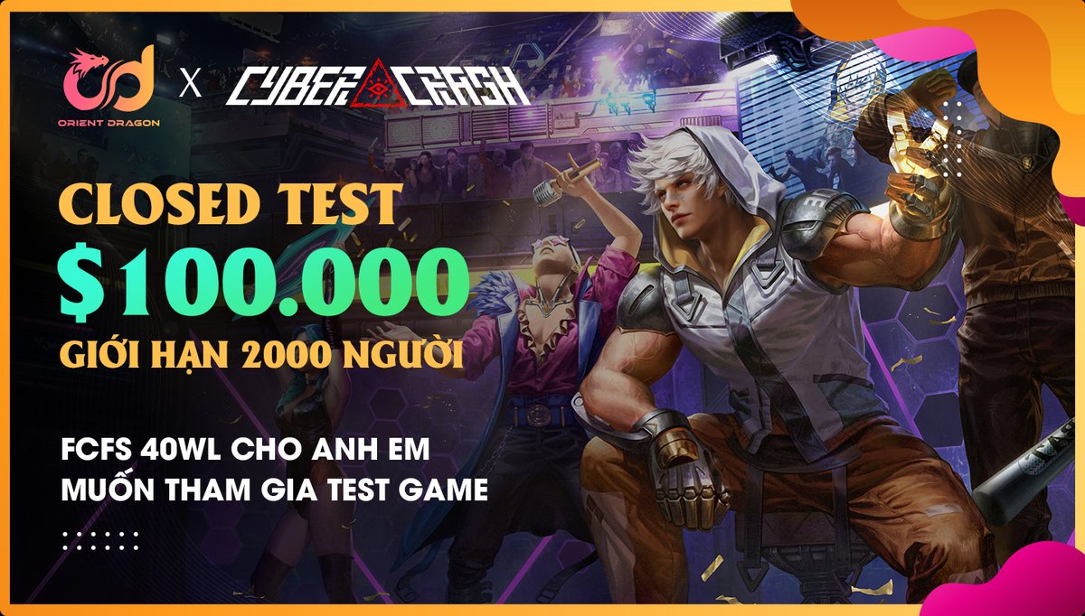 ✨Tham gia Closed Test miễn phí để có cơ hội trúng tổng 100k$ $AIG tokens và phần thưởng trong game.

🎟️FCFS 40 slot anh em điền tại form này: 
forms.gle/zpCYNW243qsUf4…
⚠️Nhớ làm theo điều kiện trong form nhen.

✨Tổng quan về tựa game: 

👉 CyberCrash là một tựa
