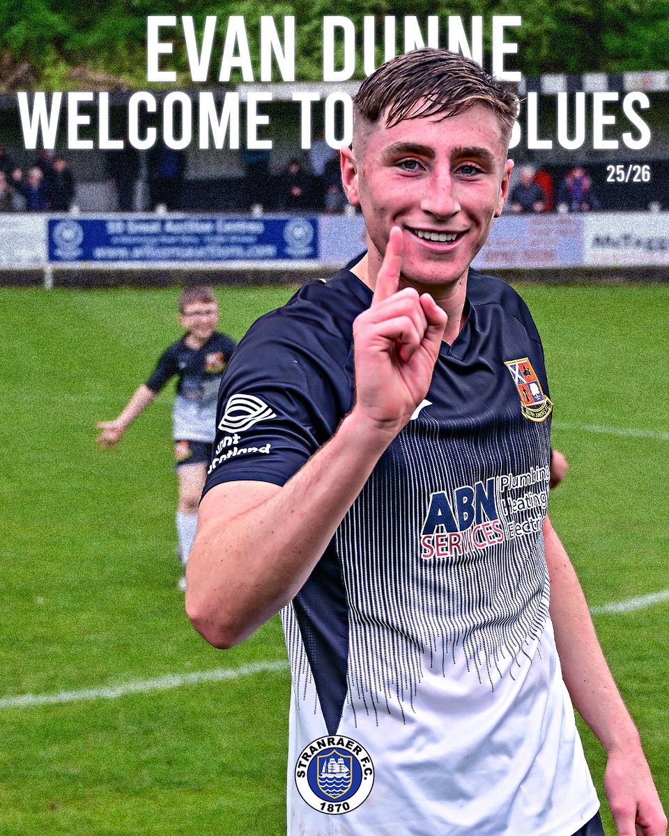 Stranraer FC (@stranraerfc) on Twitter photo We are delighted to announce the signing of twenty-two year old defender Evan Dunne ✍🏻
Dunne joins from <a href="/BeithJuniorsFC/">Beith Juniors FC⭐</a> to bolster the Blues backline, racking up fifty-four appearances and thirteen goal contributions in two seasons for the Mighty 🤝
Welcome to Stranraer, Evan! We are delighted to announce the signing of twenty-two year old defender Evan Dunne ✍🏻
Dunne joins from <a href="/BeithJuniorsFC/">Beith Juniors FC⭐</a> to bolster the Blues backline, racking up fifty-four appearances and thirteen goal contributions in two seasons for the Mighty 🤝
Welcome to Stranraer, Evan!