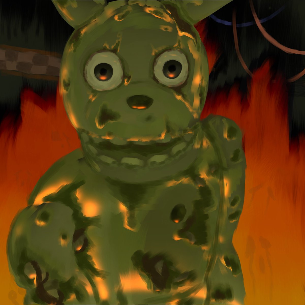 I drew Springtrap with waterbrush
First time using the brush and I like it, but I’m pretty sure I ruined it with the lighting

#fnaf 
#fnafart 
#Springtrap
#art
