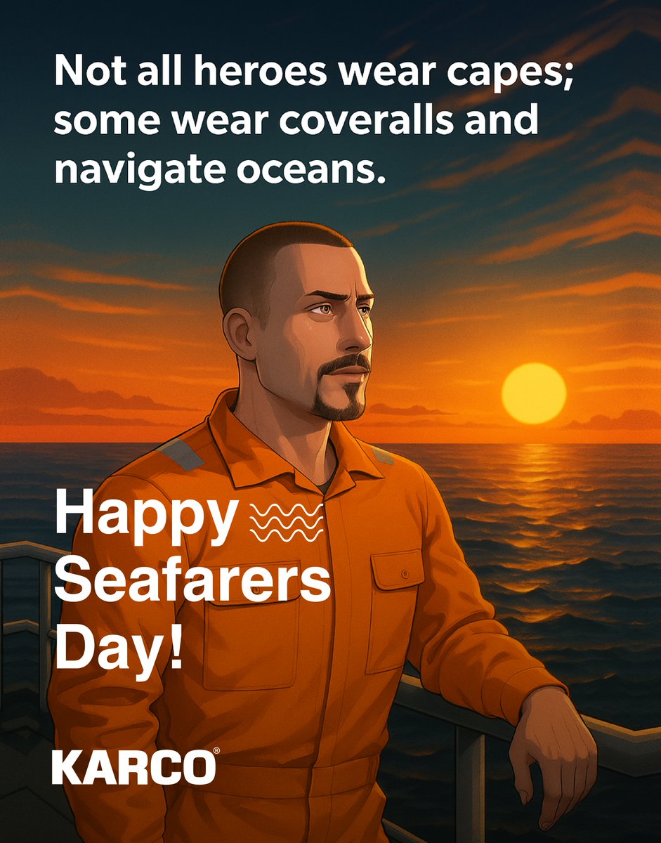 They navigate storms, distance, and danger so we can enjoy life on land.
This Day of the Seafarer, Karco salutes the strength, skill, and spirit of those at sea.
Thank you, seafarers. You move the world.

#Karco #InternationalSeafarersDay #KarcoSalutesSeafarers #DayOfTheSeafarer
