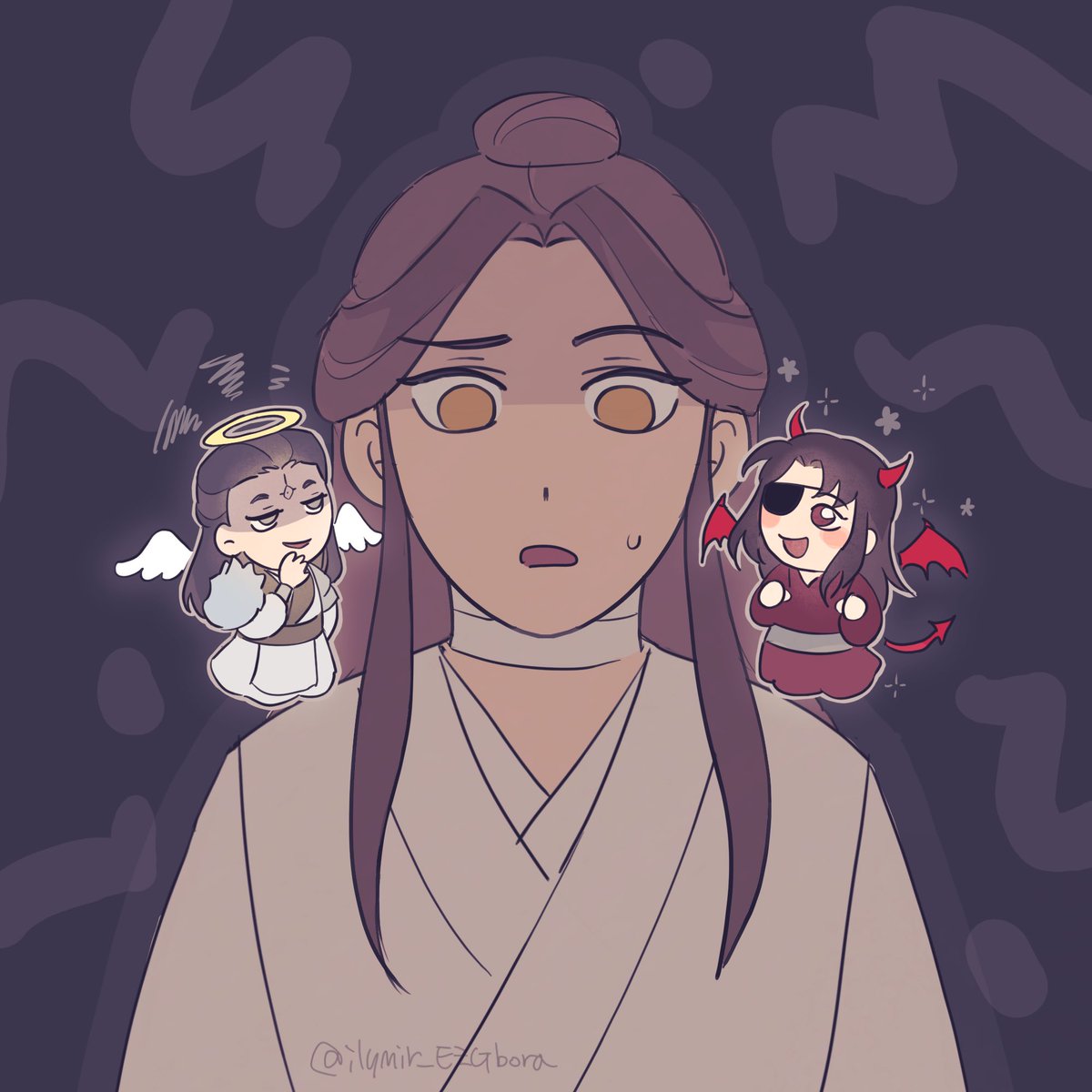 ilymir_EZGbora's tweet photo. The devil and the angel on your shoulders #tgcf #tgcfspoiler #junwu https://t.co/wiiGpdmKFD