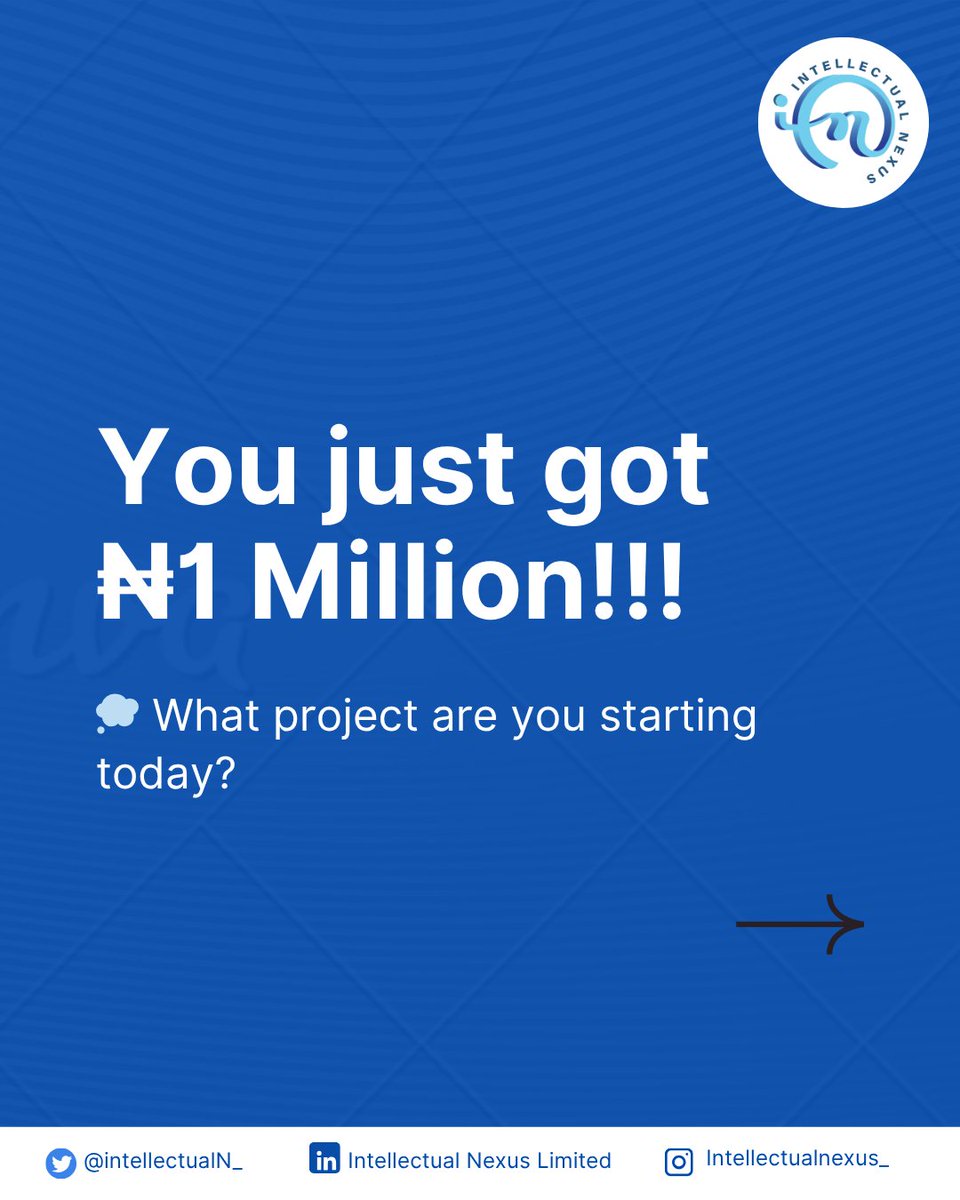 IntellectualN_'s tweet photo. Someone gives you ₦1M today to start any project.
What are you building?
Personal or business, dream loud or DM quietly.
#DreamBig #StartupIdeas #ProjectGoals https://t.co/caBhpVIFud