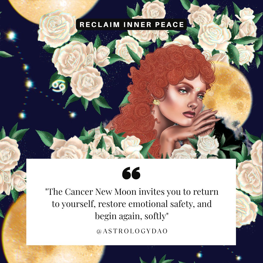 astrologydao's tweet photo. 1/ 🌑 Cancer New Moon | June 25, 2025
The Moon returns home.
This is a soft but powerful emotional reset, one that asks you to remember who you are beneath all the doing.
Let’s explore what this lunation opens in you 🧵
#CancerNewMoon #AstrologyDAO