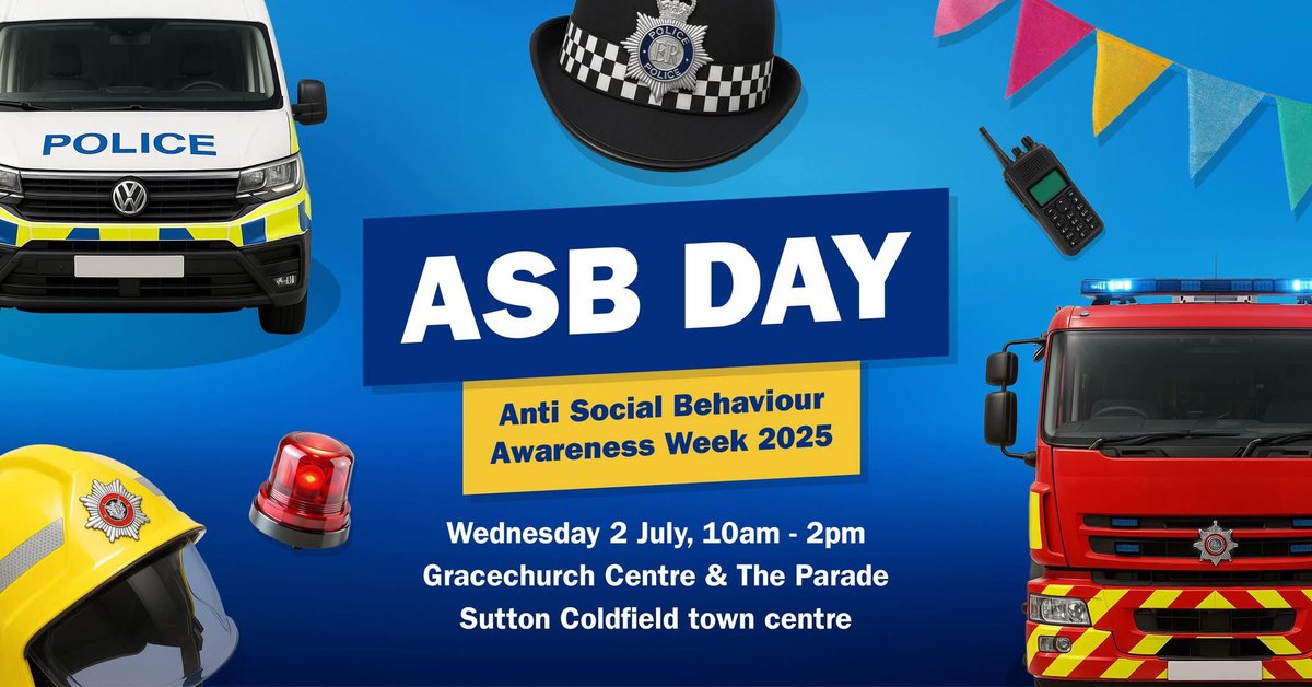 Visit Royal Sutton Coldfield BID (@sutton_bid) on Twitter photo ASB Day next Wednesday in Sutton Coldfield town centre with the Police, Fire Service, BCC Community Safety Team and many more stakeholders
Please share:
<a href="/BhamCityCouncil/">Bham City Council</a>
<a href="/scgracechurch/">Gracechurch Centre</a>
<a href="/RoyalSutColTC/">Royal SutCol TC</a>
<a href="/WMPolice/">West Midlands Police</a>
<a href="/WestMidsFire/">West Midlands Fire Service</a>
<a href="/WMFSSutton/">Sutton Coldfield Fire Station</a>
#Suttoncoldfield ASB Day next Wednesday in Sutton Coldfield town centre with the Police, Fire Service, BCC Community Safety Team and many more stakeholders
Please share:
<a href="/BhamCityCouncil/">Bham City Council</a>
<a href="/scgracechurch/">Gracechurch Centre</a>
<a href="/RoyalSutColTC/">Royal SutCol TC</a>
<a href="/WMPolice/">West Midlands Police</a>
<a href="/WestMidsFire/">West Midlands Fire Service</a>
<a href="/WMFSSutton/">Sutton Coldfield Fire Station</a>
#Suttoncoldfield
