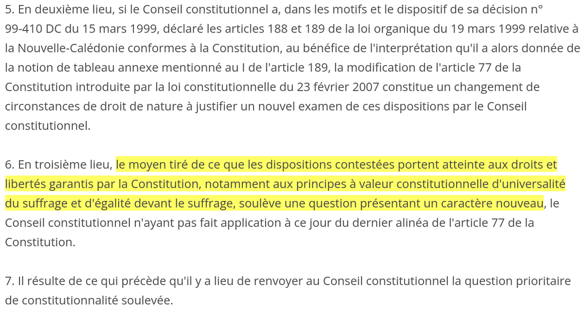 Matthieu Vieira (@mtthvieira) on Twitter photo Voilà qui ne va pas être de nature à apaiser les tensions en #NouvelleCalédonie : le <a href="/Conseil_Etat/">Conseil d'État</a> renvoie au <a href="/Conseil_constit/">Conseil constit</a> une #QPC relative au gel du corps électoral.
Cela fait suite à un recours de l’association « Un cœur, une voix » qui milite pour le dégel de ce corps Voilà qui ne va pas être de nature à apaiser les tensions en #NouvelleCalédonie : le <a href="/Conseil_Etat/">Conseil d'État</a> renvoie au <a href="/Conseil_constit/">Conseil constit</a> une #QPC relative au gel du corps électoral.
Cela fait suite à un recours de l’association « Un cœur, une voix » qui milite pour le dégel de ce corps