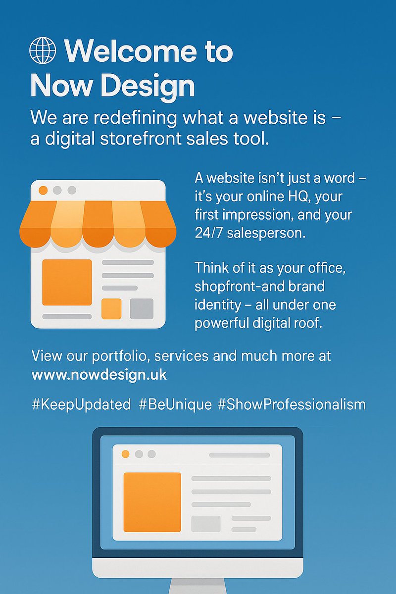 nowdesignuk's tweet image. 🌐 Welcome to Now Design - We are redefining what a website is –  a digital storefront sales tool.

View our portfolio, services and much more at nowdesign.uk

#KeepUpdated #BeUnique #ShowProfessionalism