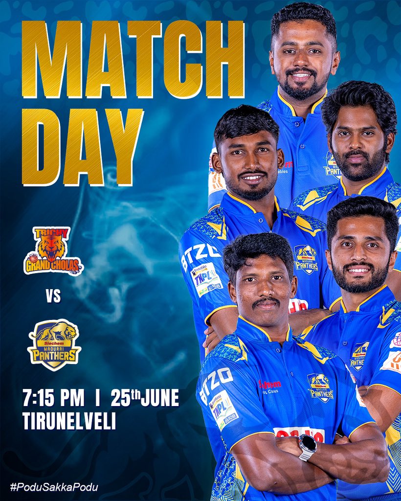 𝐌𝐚𝐭𝐜𝐡 6️⃣
Time to roar louder than ever! 🐆

#SiechemMaduraiPanthers #PoduSakkaPodu #TNPL2025