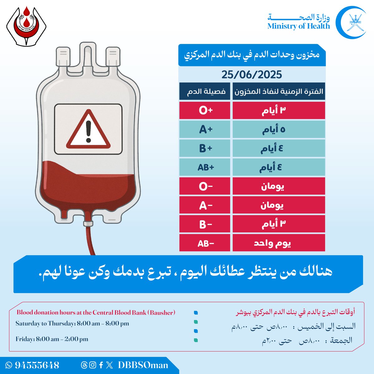 هنالك من ينتظر قطرة دم تنقذ حياته.
 لا تتردد تبرع بالدم وكن أنت الأمل لغيرك. 

#تبرع_بالدم_تنقذ_حياة