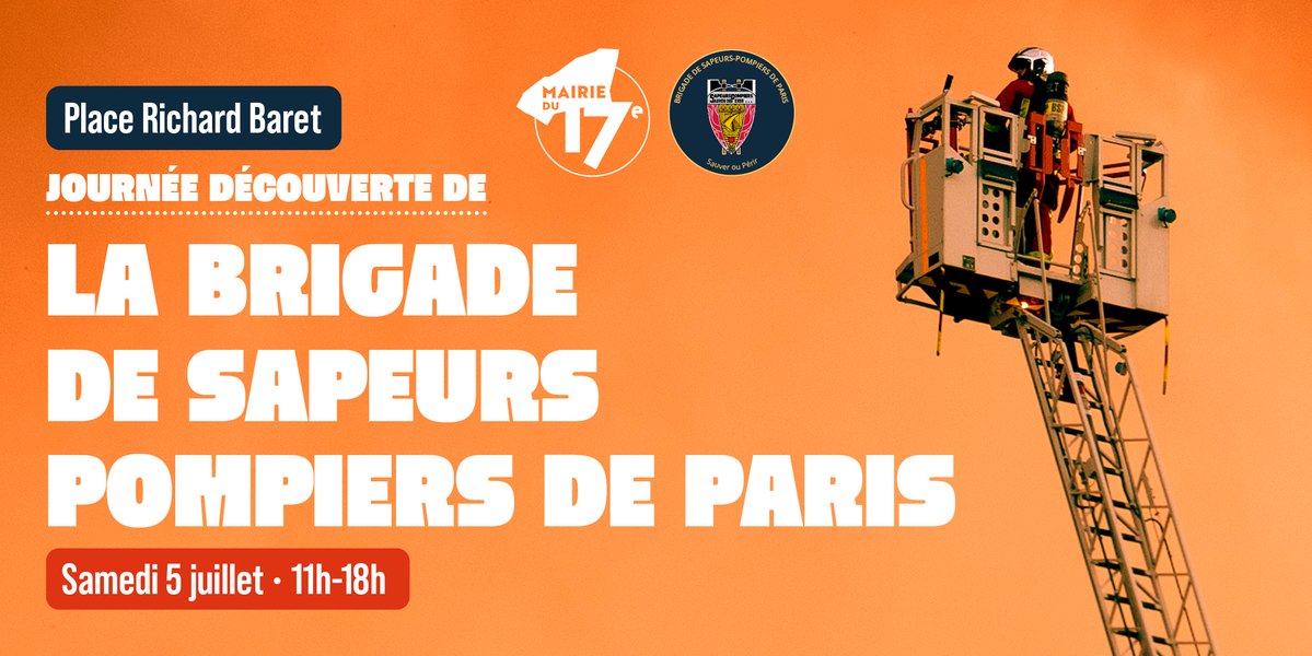 Mairie du 17e (@mairie17) on Twitter photo Samedi 5 Juillet, découvrez le quotidien des <a href="/PompiersParis/">PompiersParis</a> ! 👨🚒
📍 Place Richard Baret
🕦 11h - 18h
Au programme : démonstrations, visites de camions, ateliers pédagogiques, stand de #recrutement… 🤩
Venez nombreux ! 🤝✨
#Paris17 #BSPP #Sécurité Samedi 5 Juillet, découvrez le quotidien des <a href="/PompiersParis/">PompiersParis</a> ! 👨🚒
📍 Place Richard Baret
🕦 11h - 18h
Au programme : démonstrations, visites de camions, ateliers pédagogiques, stand de #recrutement… 🤩
Venez nombreux ! 🤝✨
#Paris17 #BSPP #Sécurité
