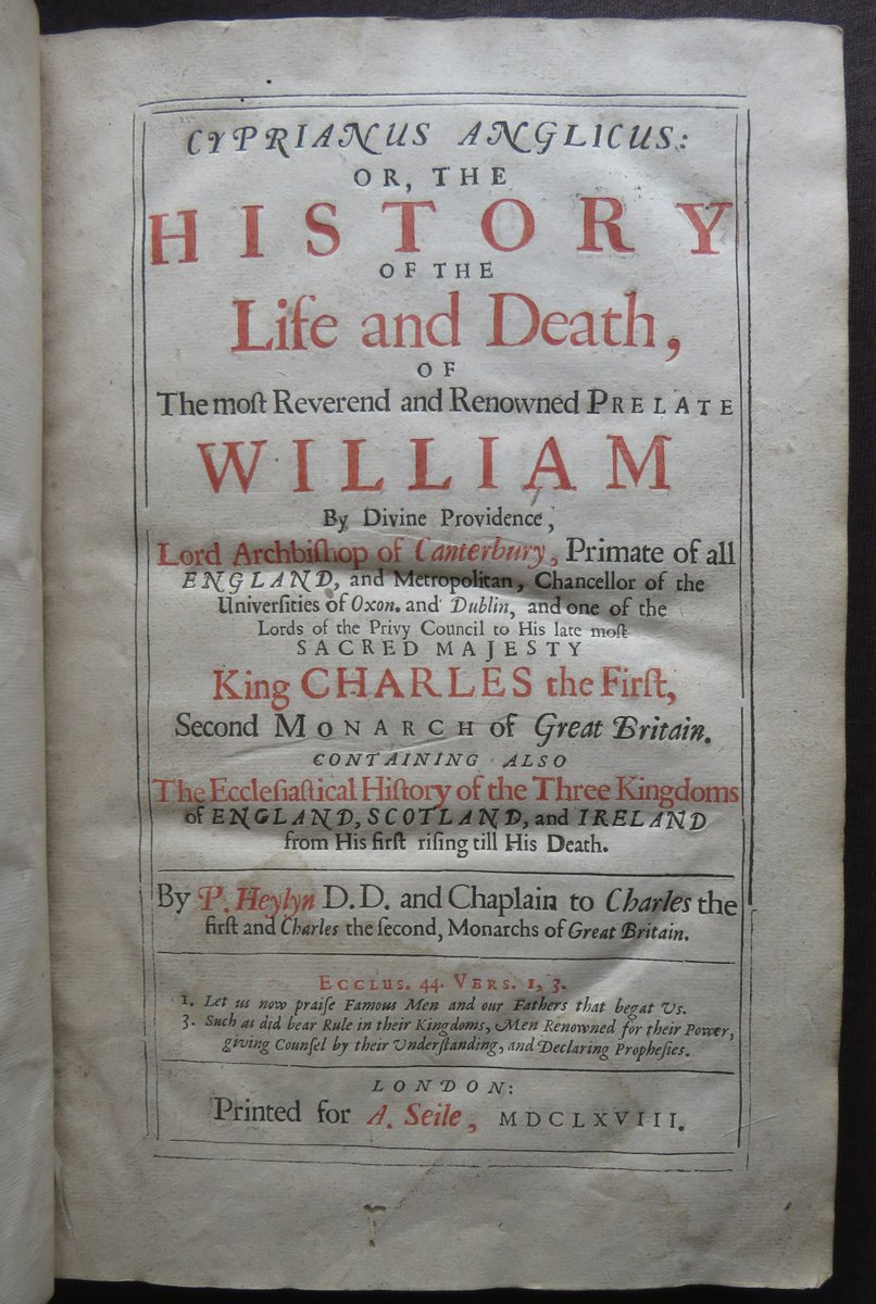 wisdompedlars's tweet photo. HISTORY LIFE DEATH ARCHBISHOP LAUD 1668 HEYLYN Cyprianus Anglicus CHURCH 

#books #antiquarian #history #life #death #Laud #archbishop #Church #religion #politics #biography #herbook #bookauction 
https://t.co/fGYg9anVmk https://t.co/tQxnTUp2SI