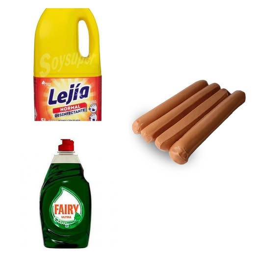 Si alguien puede echarnos una mano os lo agradeceremos muchísimo!
-Lejía
-Gel lavavajillas a mano
-Salchichas
Da igual marca o formato.

If anyone can lend us a hand we will greatly appreciate it! 
-Bleach
-Hand dishwashing detergent
-Sausages
Brand or format is not important