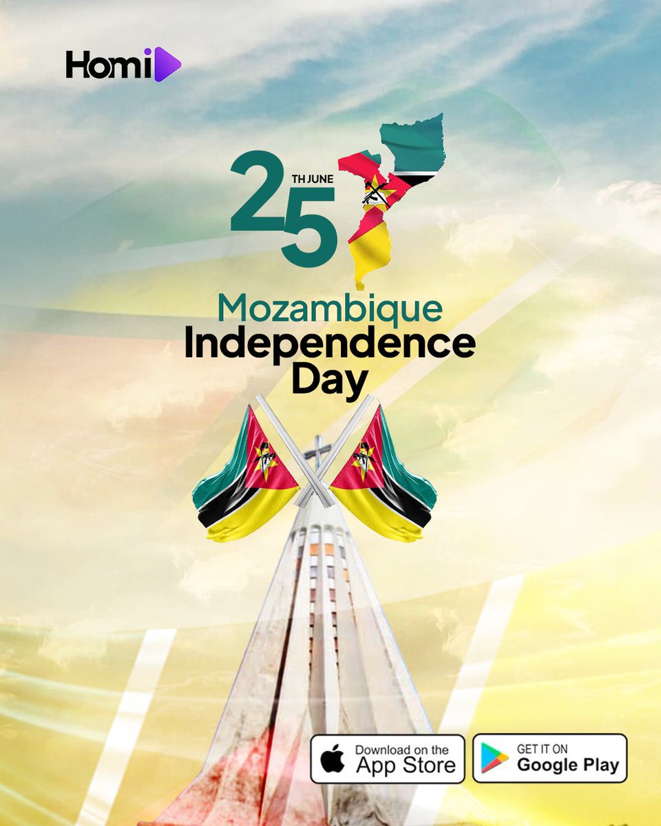 HomiTv_'s tweet image. Celebrating 50 years of freedom and unity! Happy Mozambique Independence Day! 🇲🇿 

#VivaMoçambique  #homitv