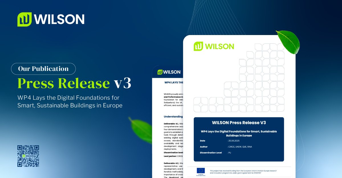 We’re excited to share the outcomes of Work Package 4 (WP4) from the #WILSONproject laying the digital and data-driven groundwork for innovation across our demonstration sites in Spain, Switzerland, the UK, and Italy.

📰 Read the full press release:
👉 wilson-project.eu/press-release/