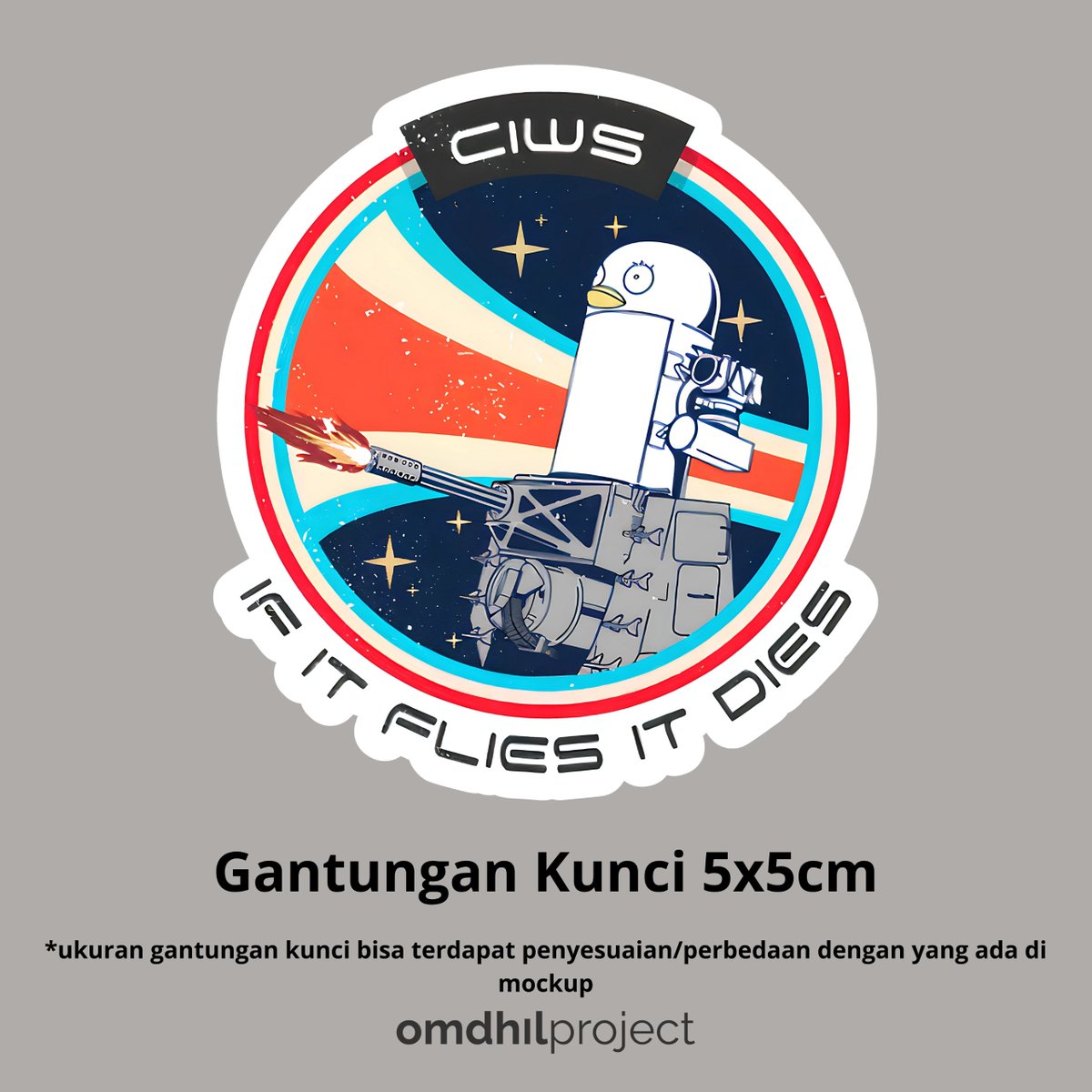 [Open Pre-Order]
Gantungan Kunci: Elizabeth the CIWS - IF IT FLIES IT DIES

Spek:
- 5x5cm
- Akrilik
Harga: 30.000 saja/pcs

Minat? DM atau 0812-2264-6603
Open PO sampai Tanggal 5 Bulan Depan. kalau tercapai MOQ, langsung Produksi.