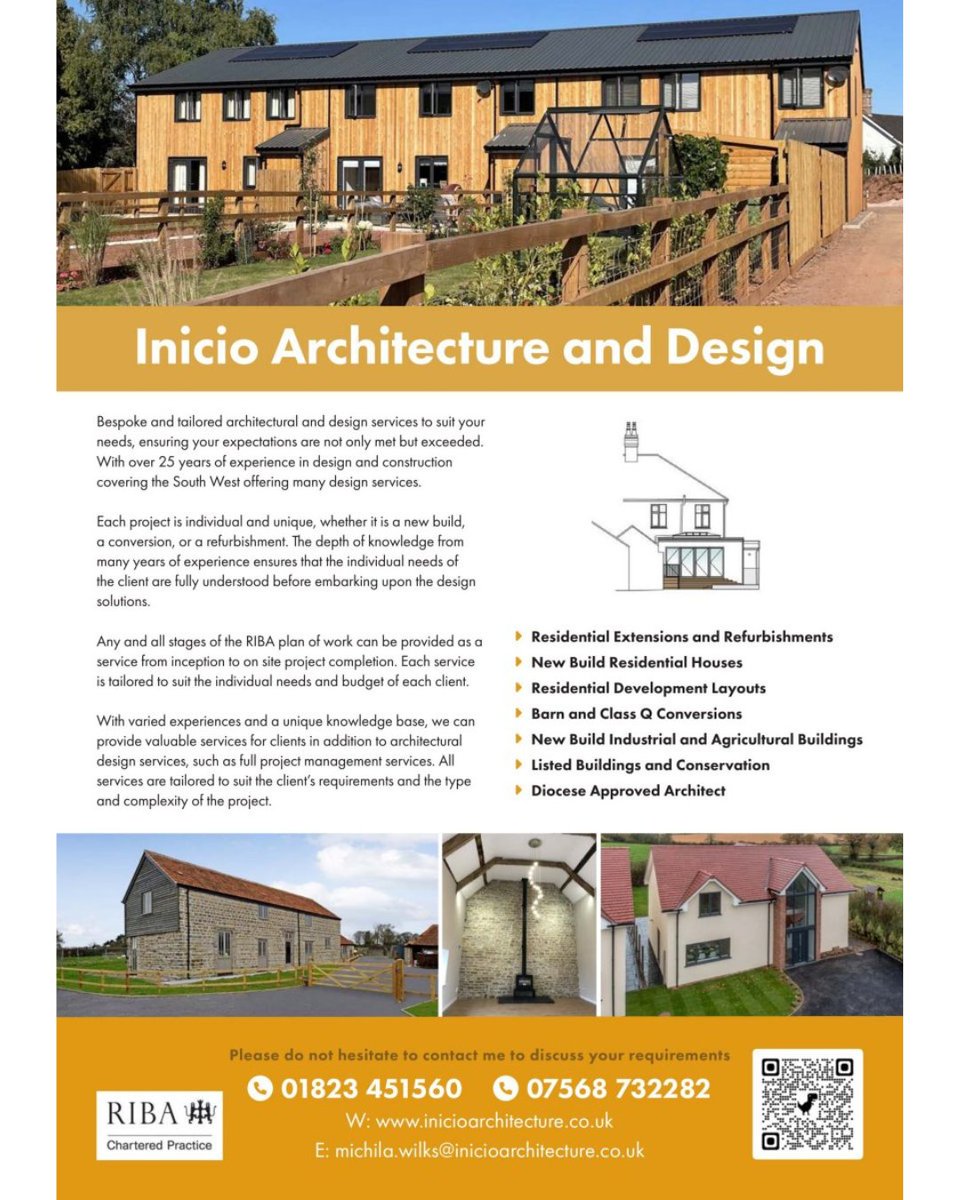PlanningHBook's tweet photo. ⭐️ Recommended Supplier: Inicio Architecture and Design ⭐️

Inicio Architecture and Design offers bespoke architectural and design solutions tailored to meet your unique vision, budget, and project requirements. 

📞 01823 451560 | 📱 07568 732282 https://t.co/809ARIOsGO