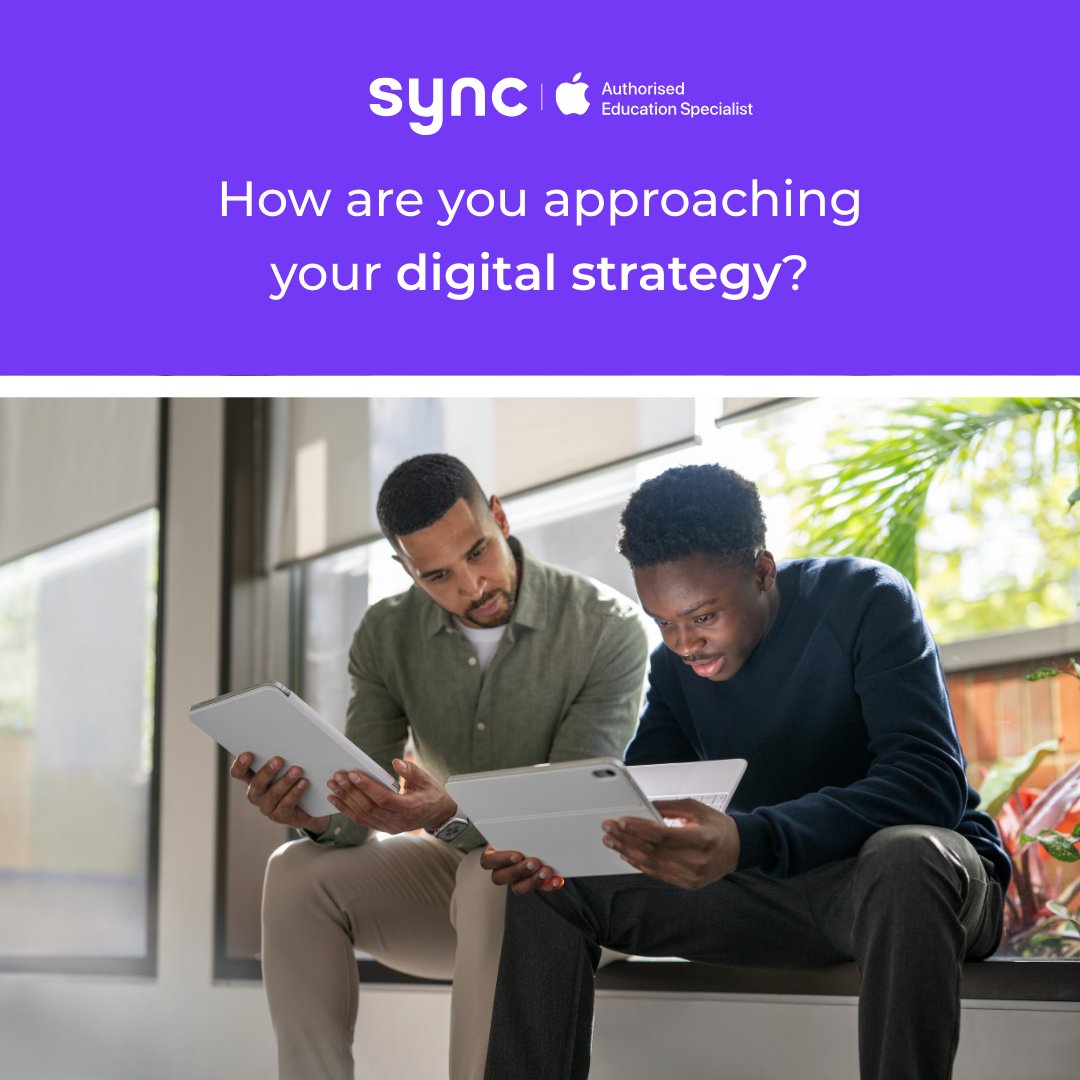 How are you approaching your digital strategy?

At Sync, we support schools and Multi Academy Trusts across the UK to plan, develop, and implement digital strategies.

Find out more:
wearesync.co.uk/education/ipad…