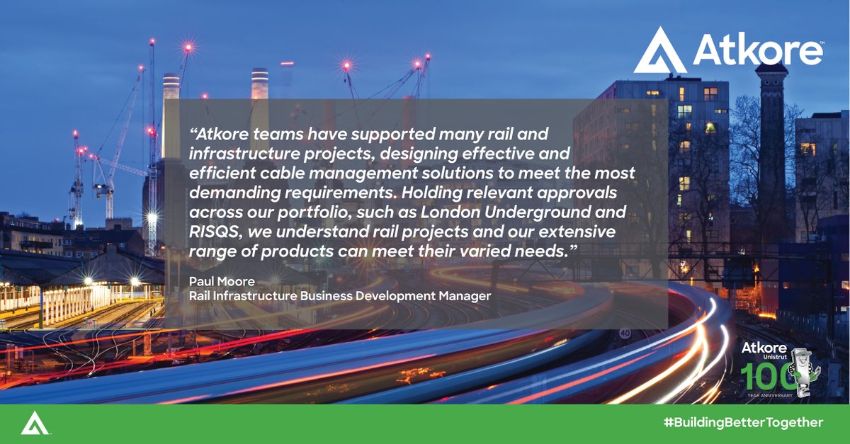 🔌Our products provide ideal cable management and protection for infrastructure and track related installations.

To find out how we can support your next rail project contact us: atkore.com/en-gb/support/…

#Atkore #BuildingBetterTogether #Railsafetyweek