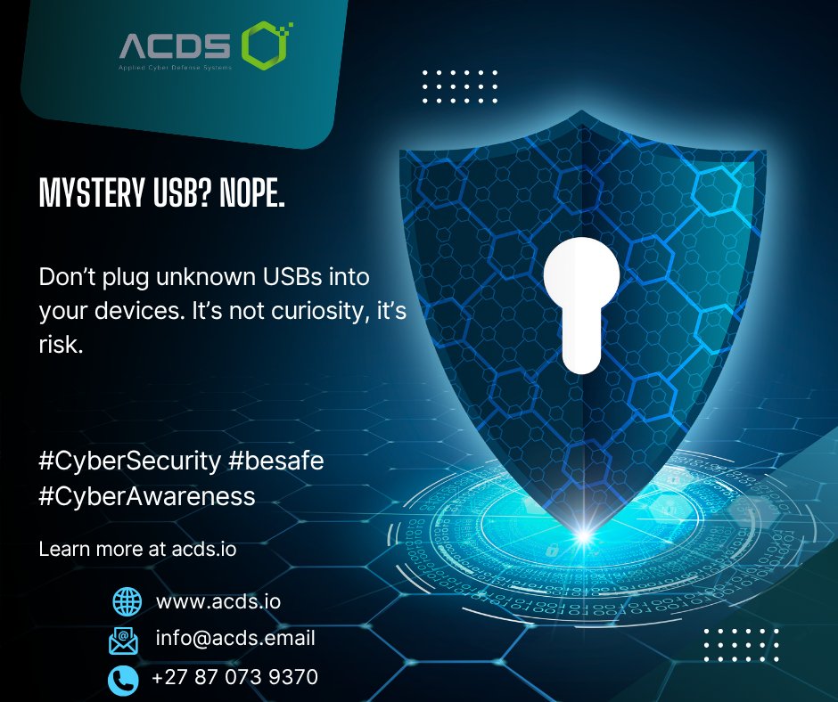 ACDSCyber's tweet image. Cybersecurity Tip of the Day #acds #saferinternet info@acds.email +27 87 073 9370