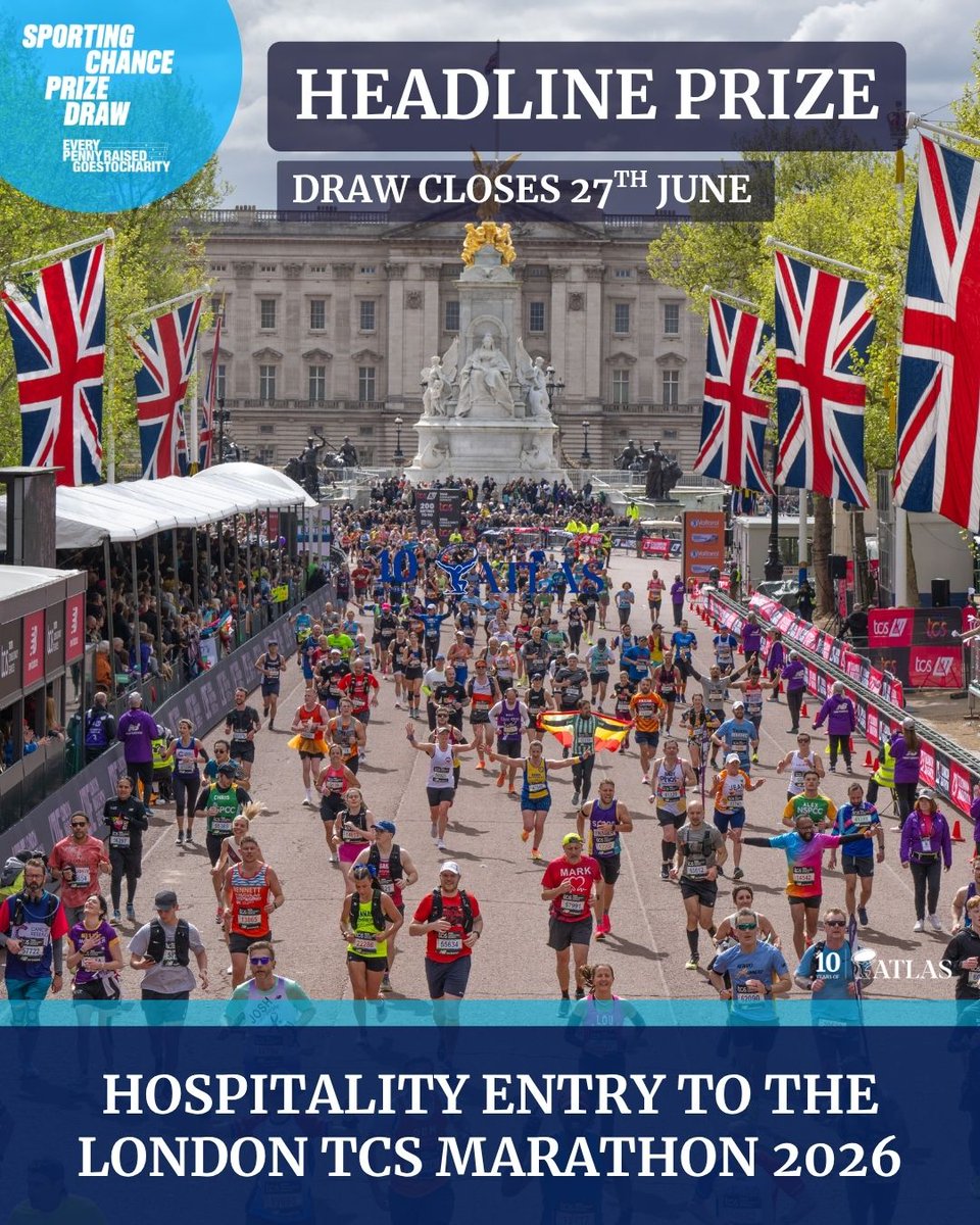 theatlascharity's tweet image. 🎉 FINAL COUNTDOWN! 🎉
The @SportingDraw closes 12 NOON on June 27th – and the finish line is in sight! 🏁
Tick off that bucket list AND give back. Enter now – before time runs out.
👉 sportingchanceprizedraw.com/charities/atla…
#SportingChance #AtlasFoundation