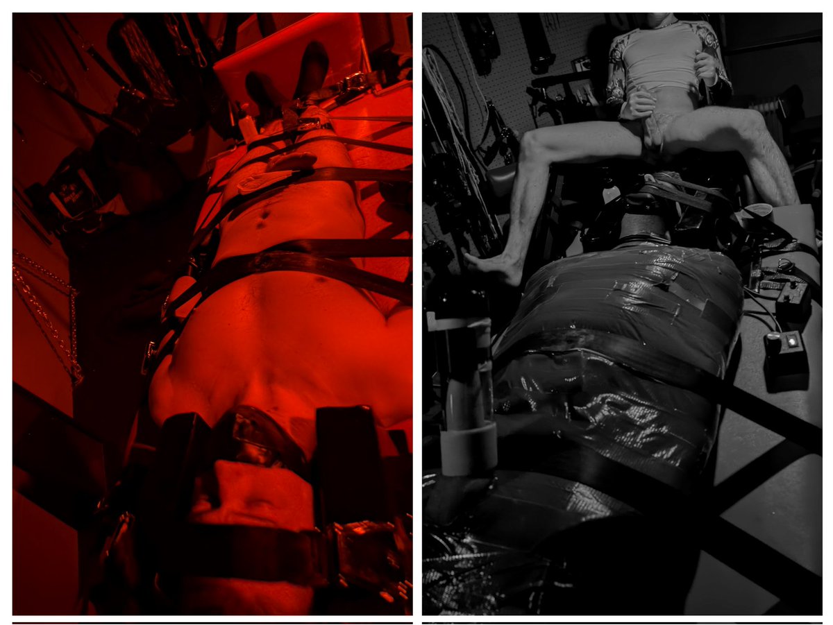 Sir <a href="/rubberriley/">Riley</a>.bsky.social stayed over because he would have to travel to see us...I'm pretty sure this is exactly what he had in mind! beta kept him company for awhile. Riley was surprised when he couldn't break the strap he was rock hard when I wrapped him and he tried.