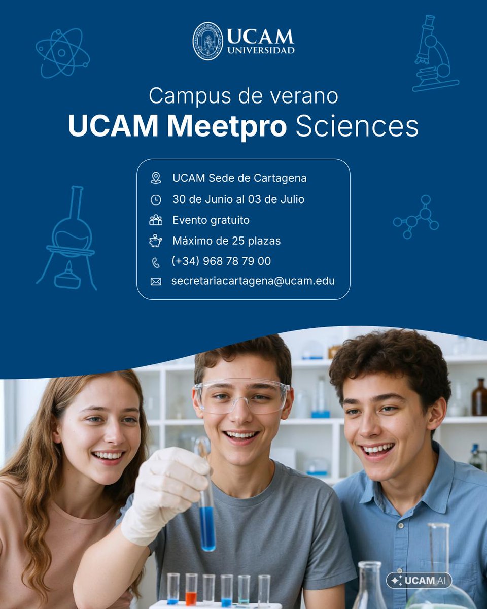 📚 ¡Inscripciones cerradas!

Gracias a todos los que os habéis apuntado al Campus de Verano UCAM MeetPro Sciences 💙

🧪Los participantes vivirán una experiencia única en nuestros laboratorios, talleres y espacios de simulación médica

¡Nos vemos muy pronto!