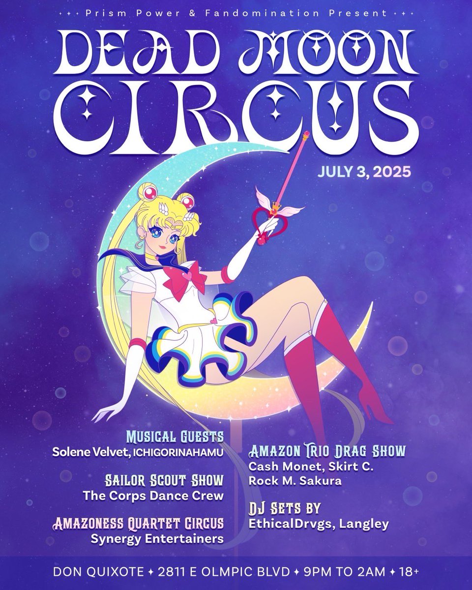 【EVENT】

7/3 🇺🇸LA

Live show as ICHIGORINAHAMU coming up

Prism Power Party: Dead Moon Circus
restlessnites.com/events/deadmoo…