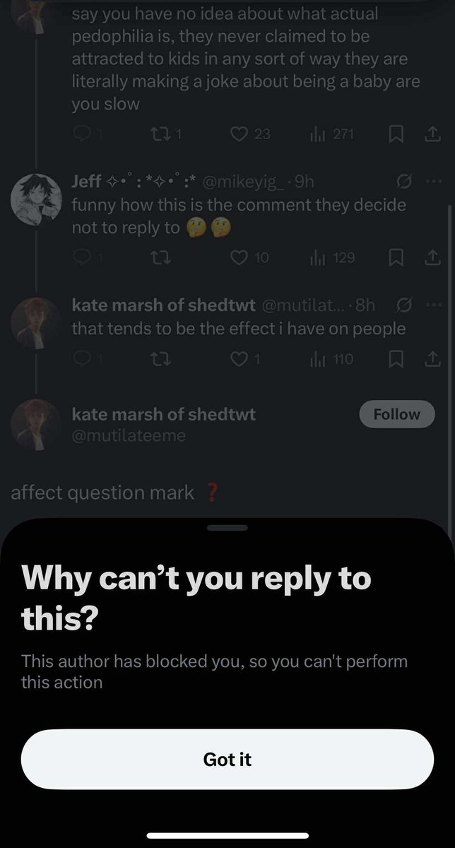 GreenApplesSuck's tweet photo. @mutilateeme @bigolkobe @squrril255383 @mymehlodi Nice try kiddo's, mute the correct minority then claim to be humbling people. The next generation is screwed. (I used a non curse word to be nice, i could have been much worse 😈) https://t.co/uAnenRix3z