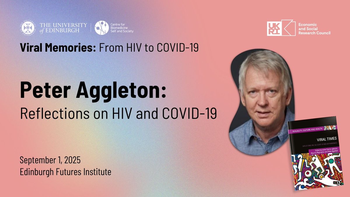 JGarciaIglesias's tweet image. We're delighted to announce that Prof Peter Aggleton will be delivering keynote reflections at our Viral Memories September event.
Peter will talk about matters 'left undone' in relation to HIV and COVID-19 including lessons long unlearned!
Register: eventbrite.co.uk/e/viral-memori…
