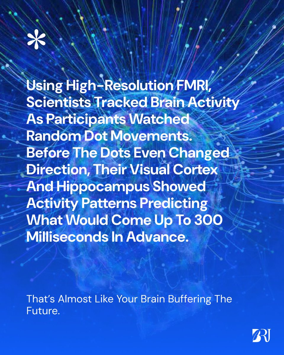 BostonRJournal's tweet photo. 🧠 Your brain predicts the future.
No, really.

Recent neuroscience proves it already does.

👉 Swipe to learn how.
👉 Visit Now - https://t.co/xDDfiKGI3w

#Neuroscience #BRJ #PredictiveBrain #CognitiveScience https://t.co/2LWKUhl9Cg