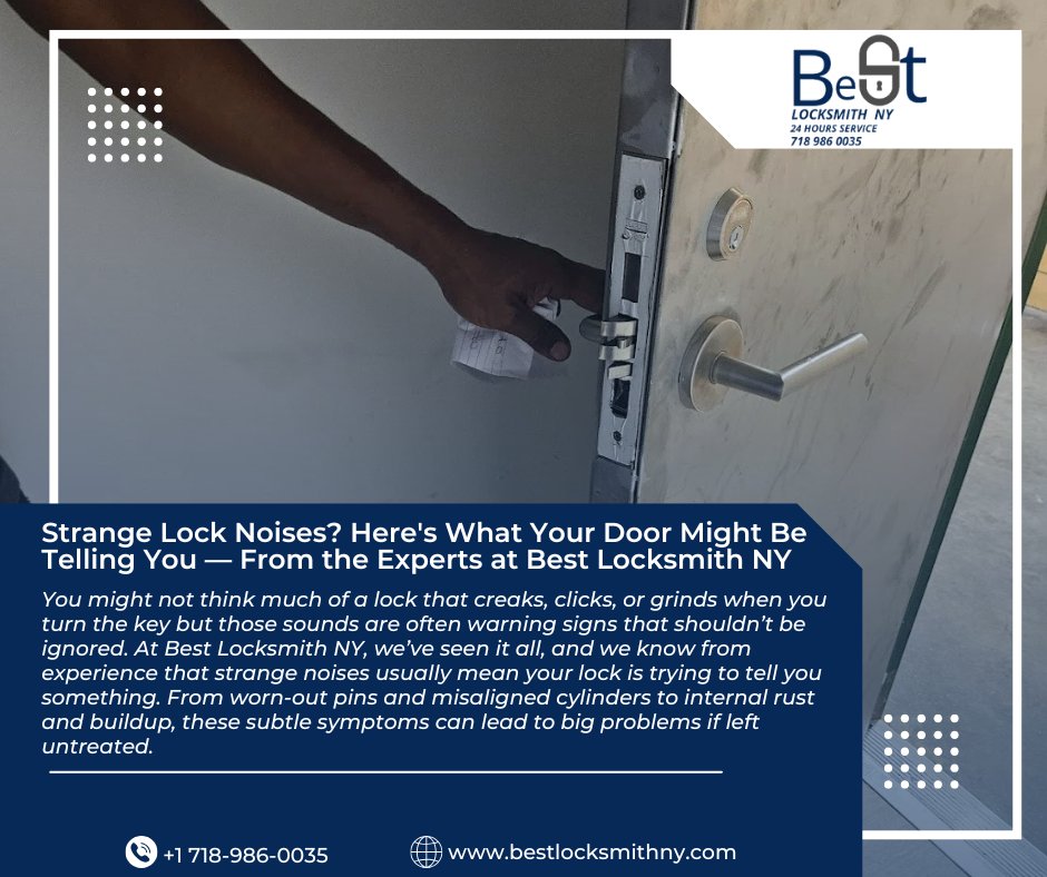 BestLocksmithNY's tweet image. 🔐 Strange noises coming from your door lock? Don’t ignore them they could be early signs of lock failure. Let Best Locksmith NY fix it before it locks you out! 🚪🔑
posts.gle/6xx8ob
+1 (718) 986-0035
bestlocksmithny.com
#BestLocksmithNY #LocksmithNYC #DoorLockRepair