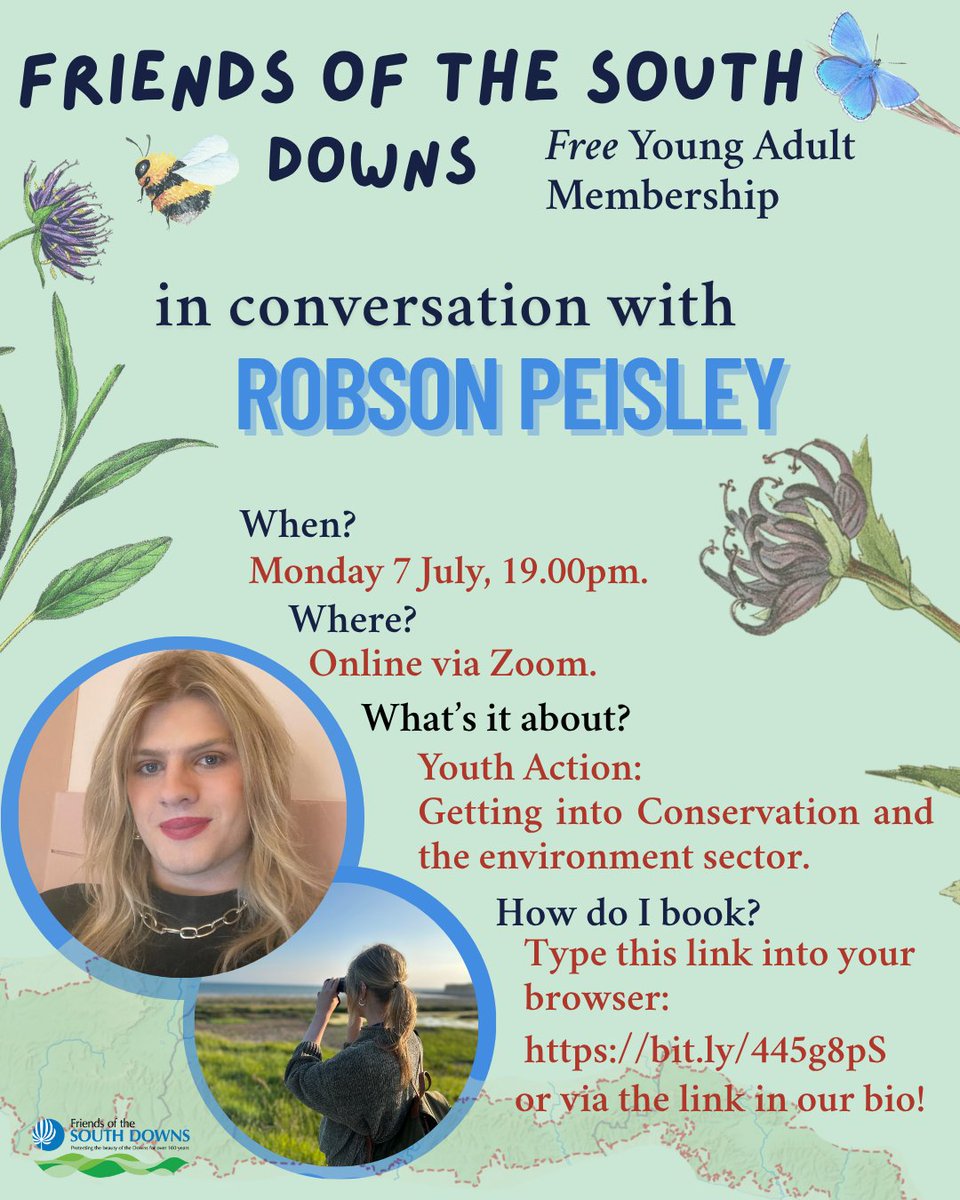 Calling all young adults📢
Sign up to our free webinar for young people getting into conservation with the brilliant <a href="/robsonpeisley/">Robson Peisley</a> 
📍Monday 7 July at 19.00pm online Sign up for free tickets here: bit.ly/445g8pS