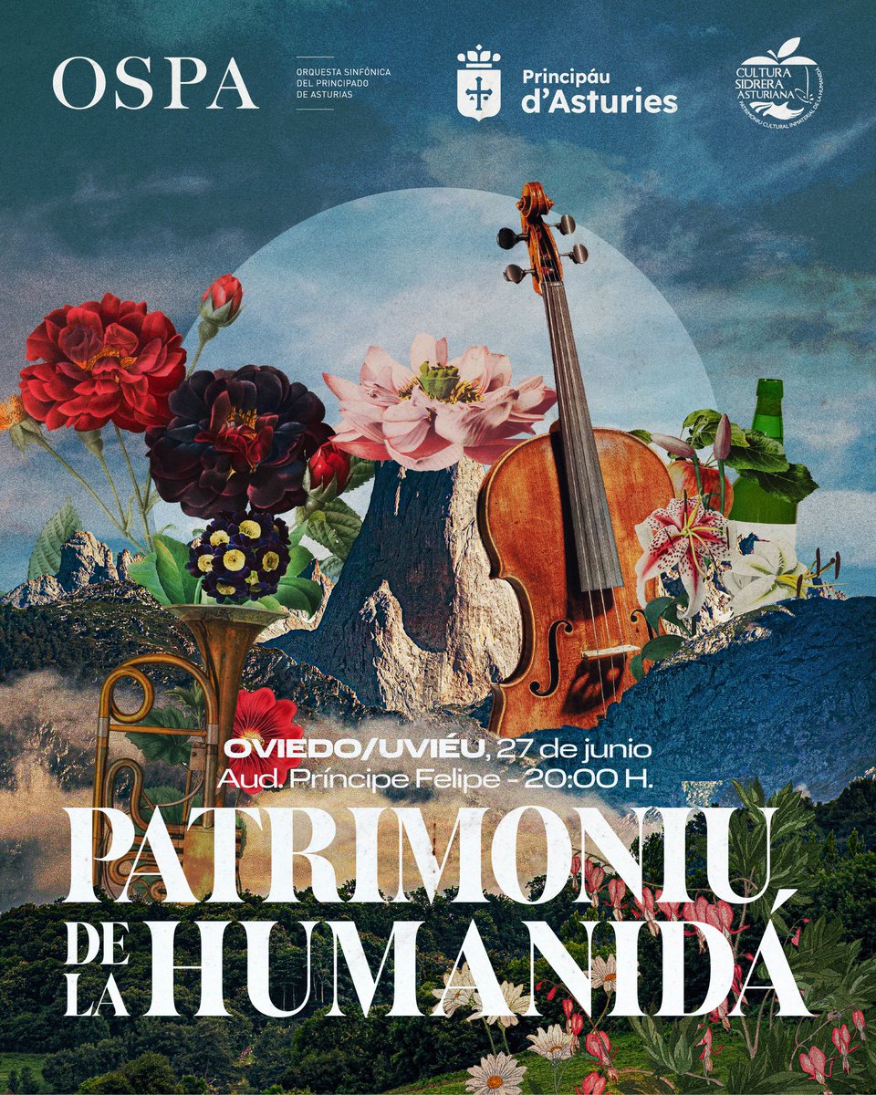 El 27, a las 20:00 h. y en el Auditorio, la OSPA ofrece, bajo la dirección de Rubén Díez, un homenaje a la cultura de la sidra, PATRIMONIU DE LA HUMANIDÁ. Con obras y compositores universales, destacamos el precio de las entradas, a 10 € en el patio y a 8 € en anfiteatro.