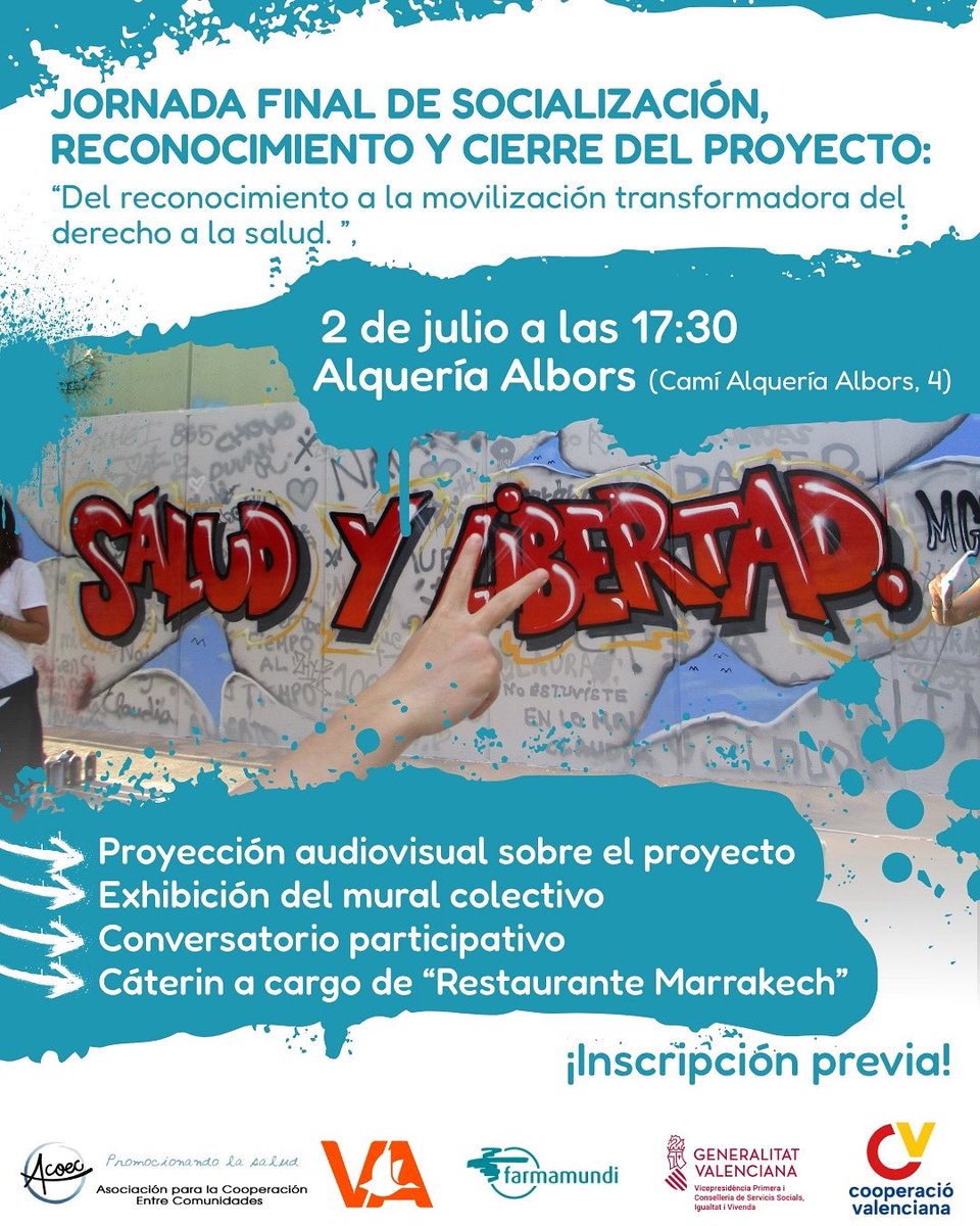 📣🎨El 2 de julio cerramos el proyecto realizado con jóvenes del centro de Reeducación de Menores de Picassent.

👉🏾Una tarde para compartir, reflexionar y transformar.

✍🏿Inscripción obligatoria (aforo limitado): docs.google.com/forms/d/1fT4k6…