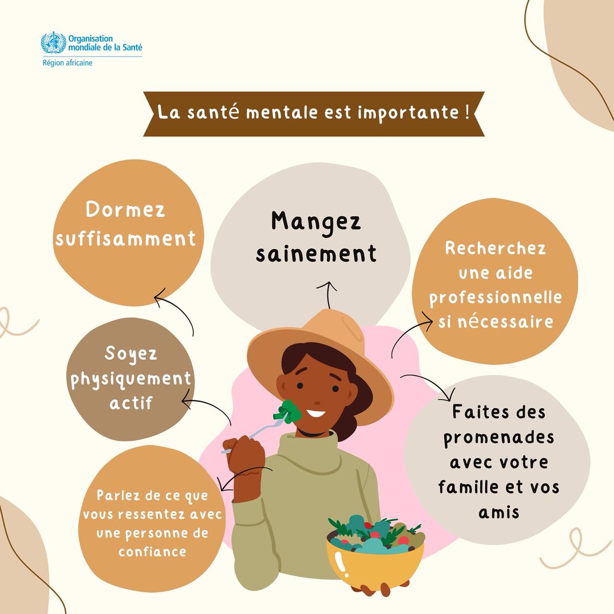 C'est le mois de l'auto prise en charge !

Prendre soin de sa santé mentale est essentiel à l'autosoin. Voici quelques conseils pour prendre soin de votre santé mentale aujourd'hui et tous les jours ! 💛🧡💚💙💜 #LaSantéMentaleCompte