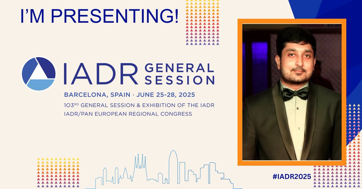 Excited to be presenting at #IADR2025 Barcelona on 26/06/25 #GenerativeAI #dentistry 🇮🇳