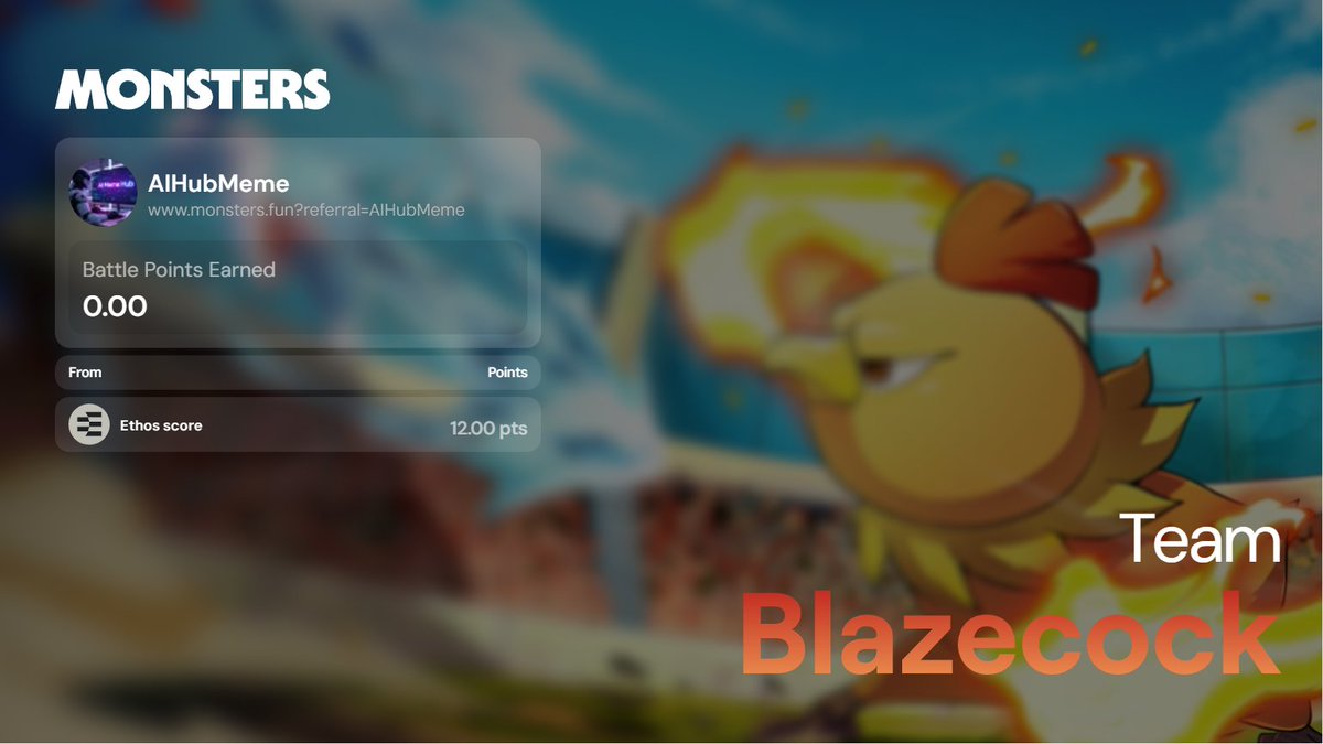 Train, battle and earn with AI-powered monsters on @Monstersdotfun.

Battle Points claim is live and I'm stacking points in real-time.

Claim yours and use my link for bonus points -> monsters.fun/?referral=AIHu…