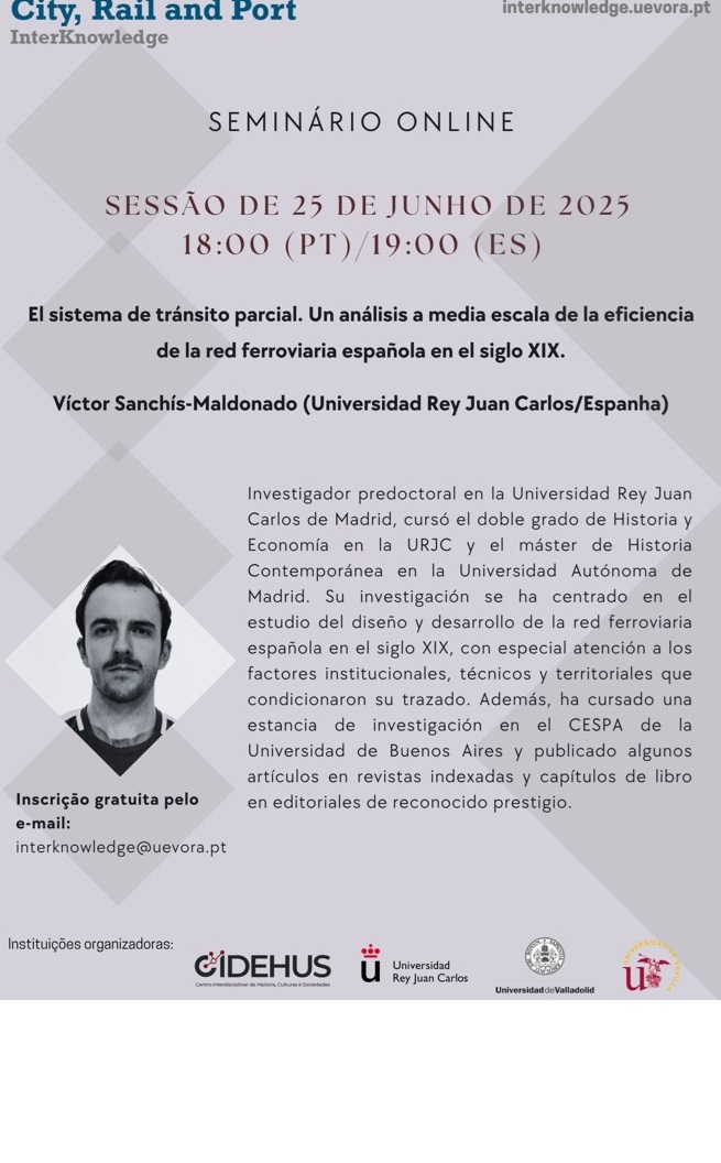 Esta tarde nuestro tesorero Víctor Sanchís participa en los seminarios de City, Rail and Port
interknowledge.uevora.pt/eventos/