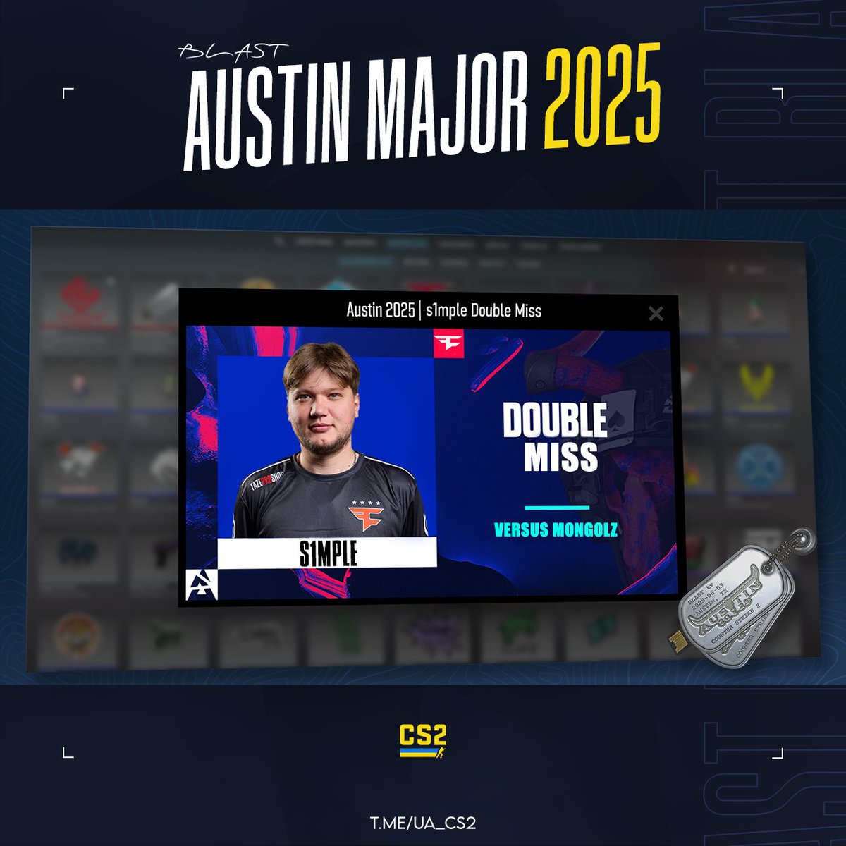 CS2_UA's tweet photo. Austin Major Highlight Charm 🙏 https://t.co/zkL0ysTsFv