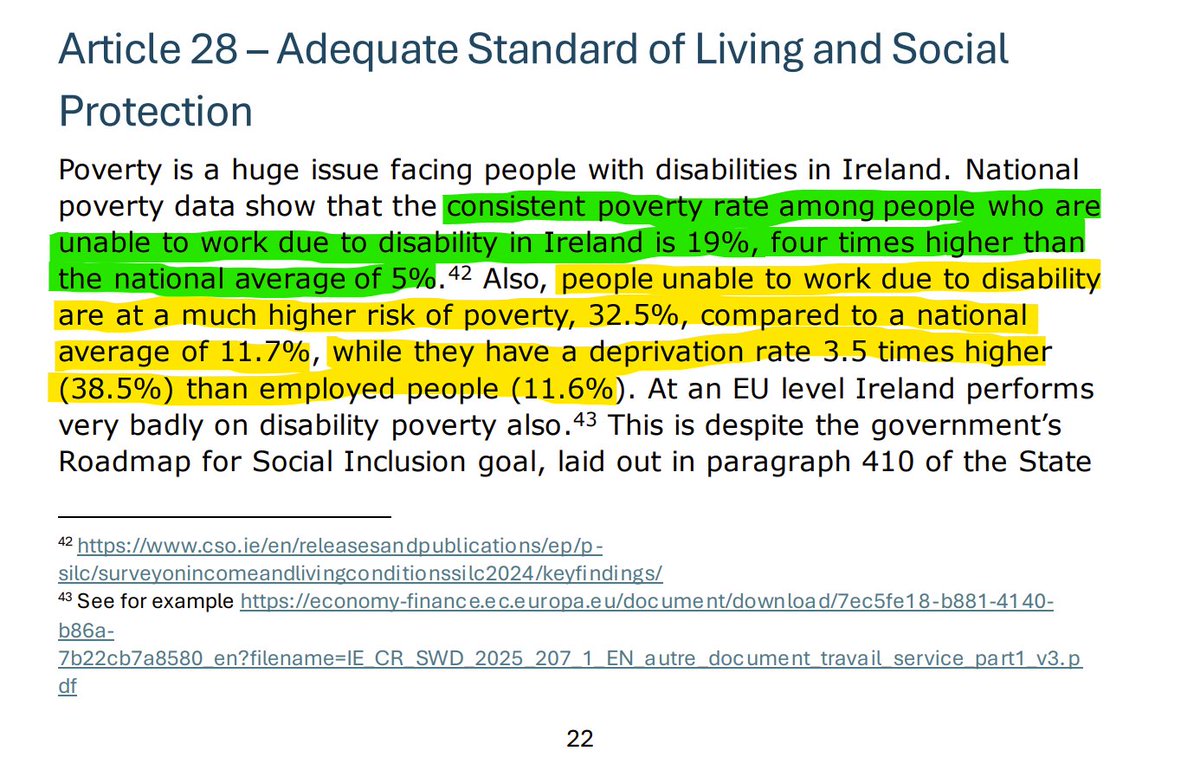 We in Ireland need to seriously discuss #disability. Here are just 2 screenshots from the <a href="/DisabilityFed/">DFI</a> alternative report. Please read them while remembering that appx 22% of our society has a disability. Our government &amp; related services need to do better. <a href="/ProfoundIreland/">Profound Ireland</a>